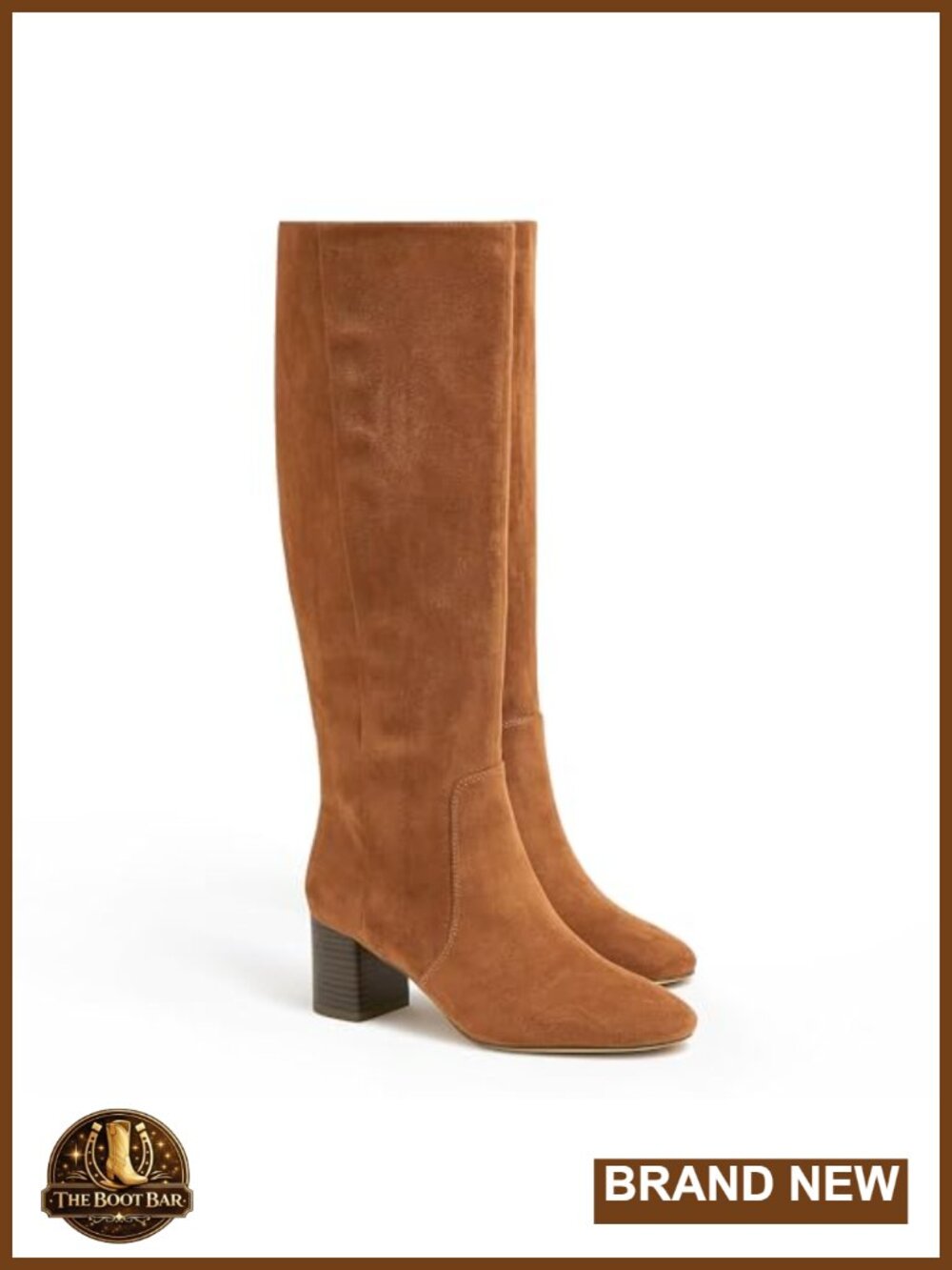 Womens Faux Suede Chunky Block Heel Knee High Tall Boots Side Zipper Round Toe